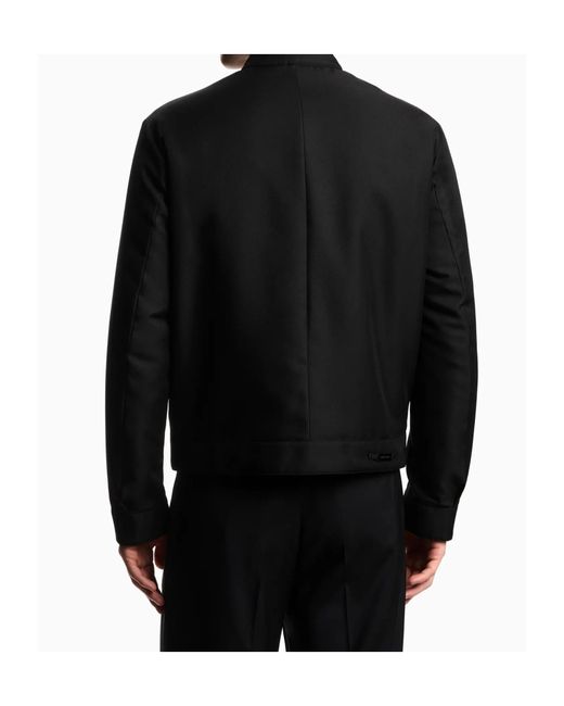 Emporio Armani Black Long Sleeve Cotton Coat for men