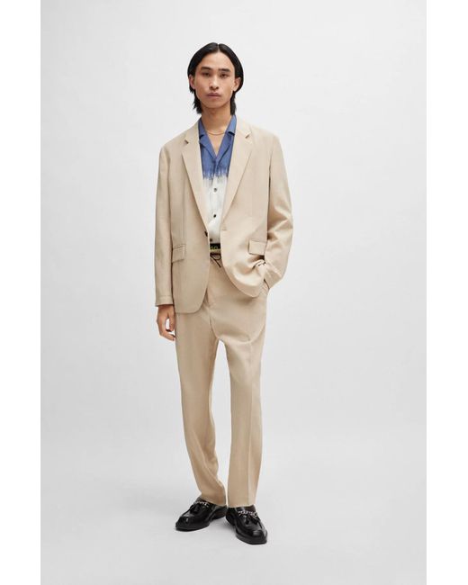 Boss Natural Seersucker Single-Breasted Blazer for men