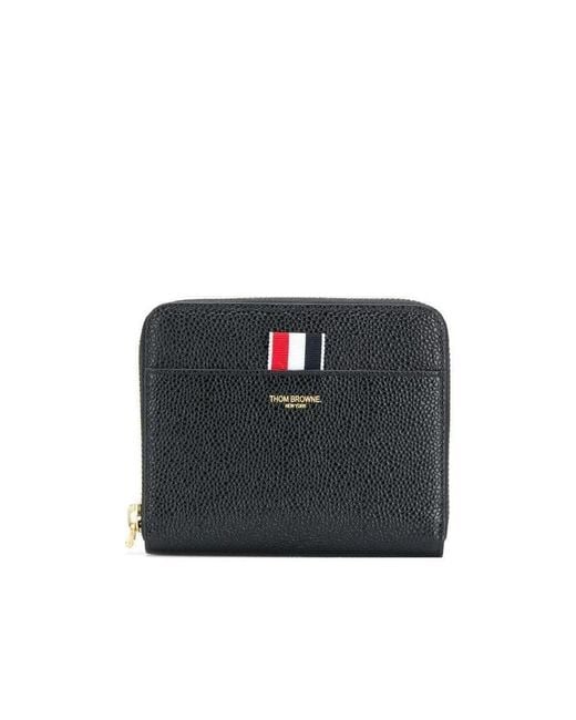 Thom Browne Black Logo Embossed Zipped Wallet