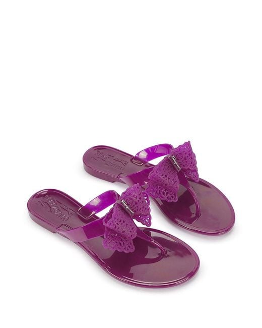 Ferragamo Purple Bowknot Clip Toe Cool Drag