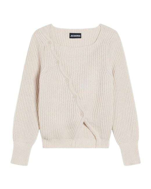 Jacquemus White Button Pullover Sweater for men