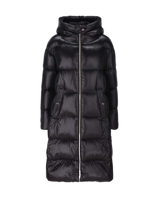 Herno Black Padded Zip-Up Long Coat