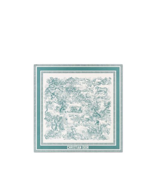 Dior Blue Iviera Toile De Jouy Sauvage 90 Square Scarf