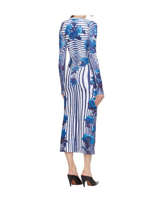Jean Paul Gaultier Blue Flower Body Morphing Midi Dress