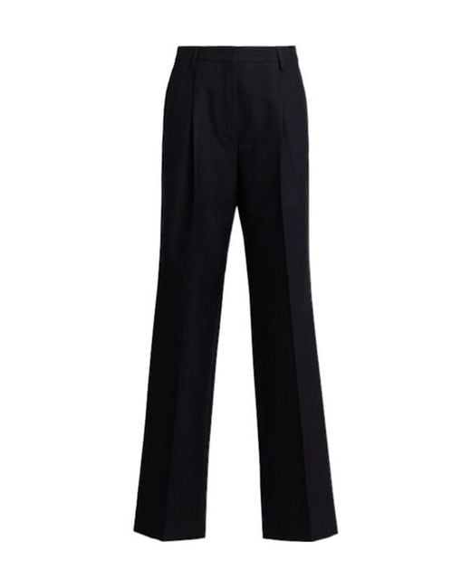 Dries Van Noten Black Portias Wide Leg Wool Pants