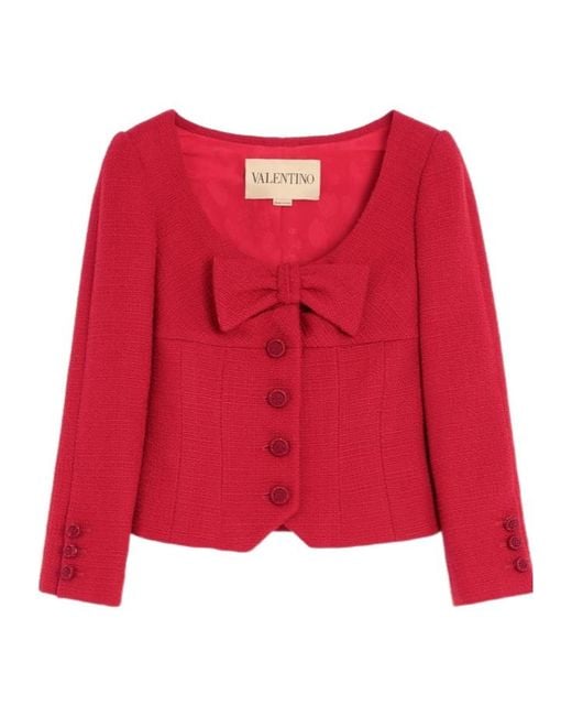 Valentino Red Bow Detailed Button-Up Jacket