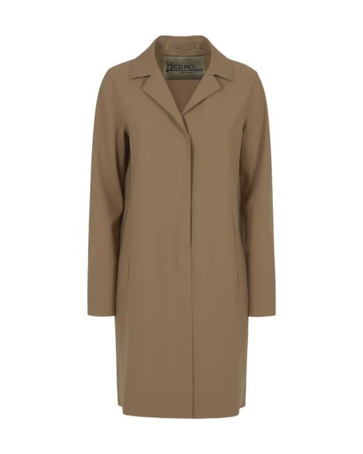 Herno Natural Single-Breasted Long-Sleeved Coat