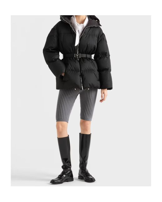 Prada Black Hooded Belted Jacket