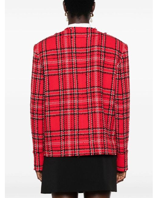 MSGM Red Checked Tweed Jacket