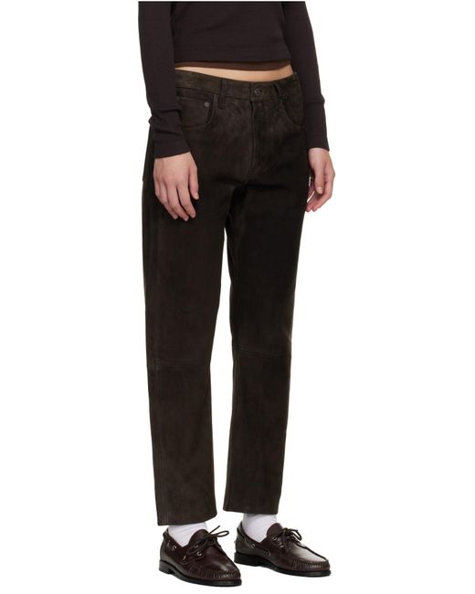 Citizens of Humanity Gray Suede Straight-Leg Trousers