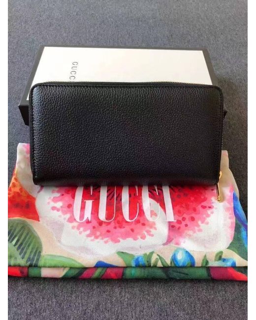 Gucci Black Zumi Textured Long Wallet