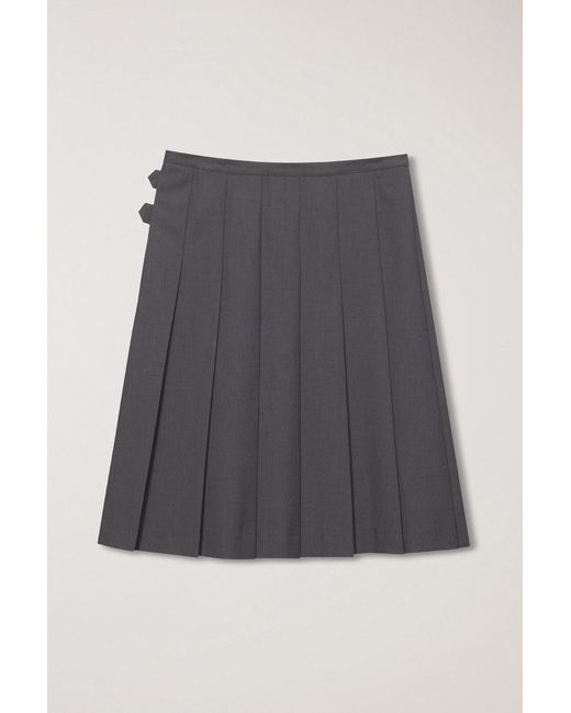 DUNST Gray Buckled Pleated Midi Skirt