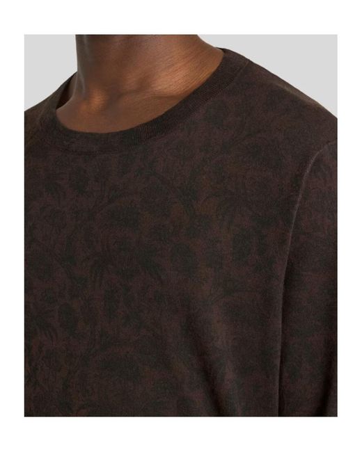 Etro Brown Paisley-Motif Crewneck Jumper for men