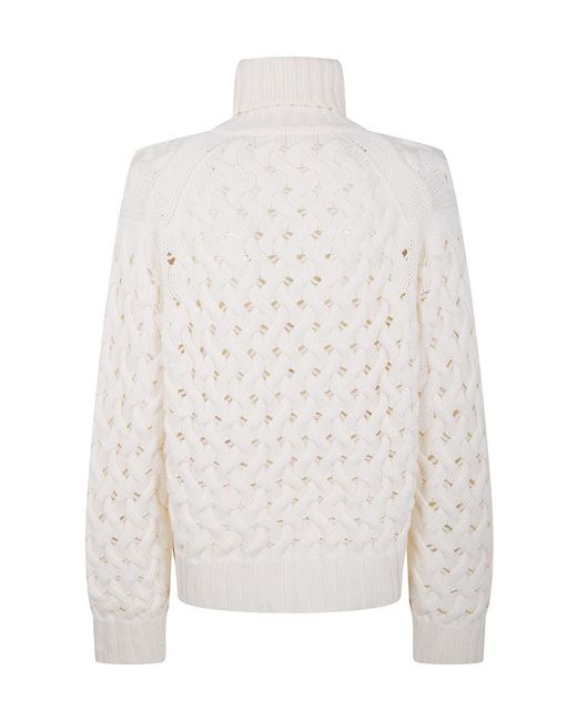 P.A.R.O.S.H. White Braided Turtleneck Sweater