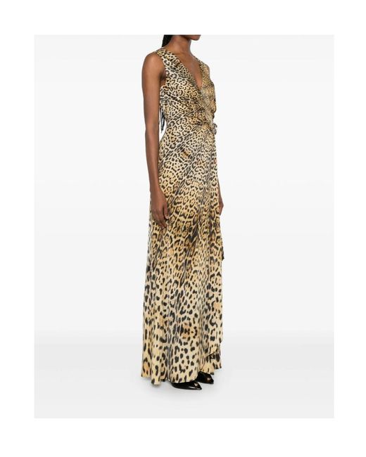 Roberto Cavalli Metallic Twisted Animal-Print Dress