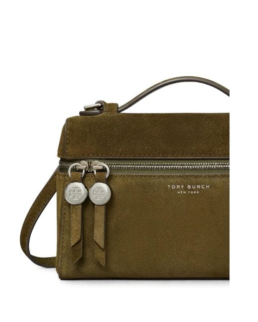 Tory Burch Green Romy Suede Slim Top-Handle
