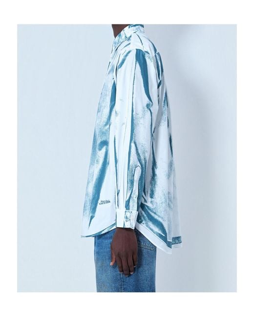 Jean Paul Gaultier Blue Abstract Print Button Down Shirt for men