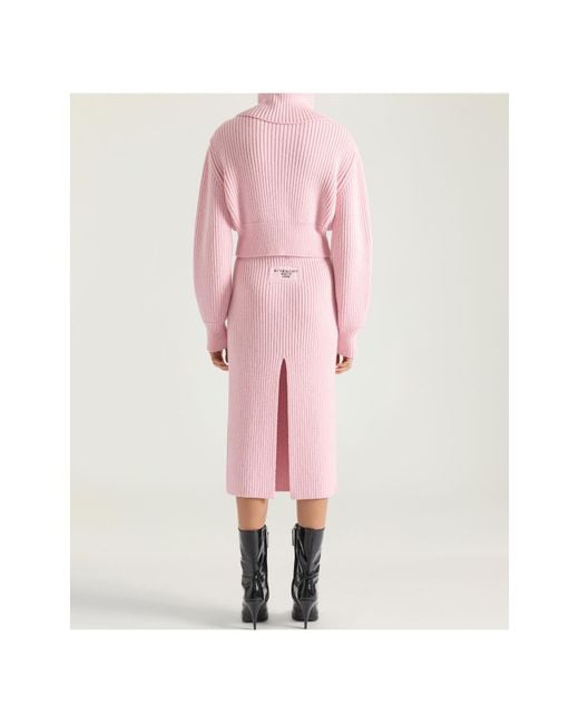 Givenchy Pink Maxi Stand-Up Collar Knitted Jacket