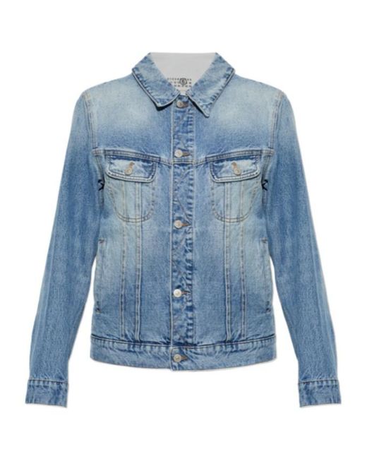 MM6 by Maison Margiela Blue Long-Sleeve Denim Jacket