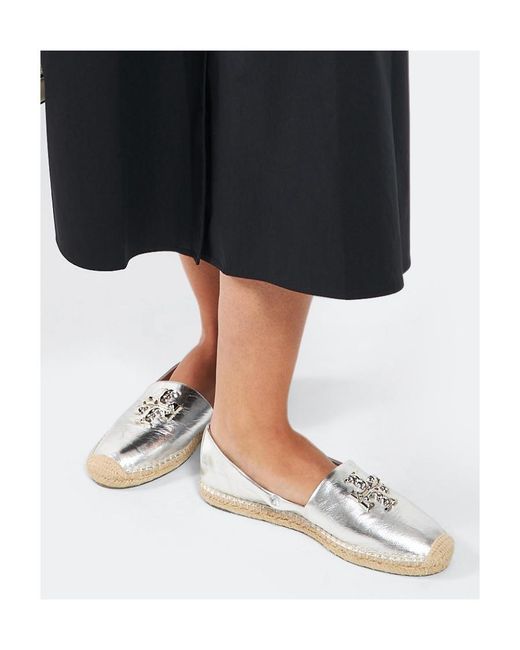 Tory Burch White Logo-Plaque Slip-On Loafers