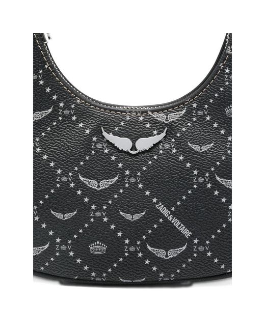 Zadig & Voltaire Black Z Night Out Logo Graphic Shoulder Bag