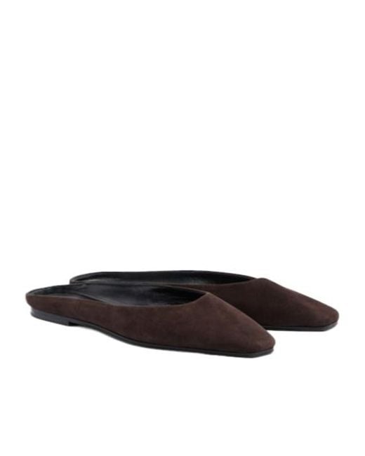 The Row Brown Soft Suede Mules