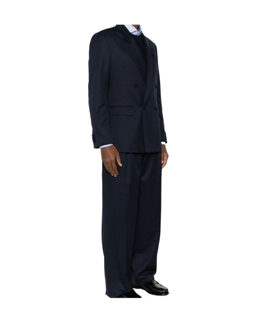 Lardini Blue Double-Breasted Peak-Lapel Jacket for men