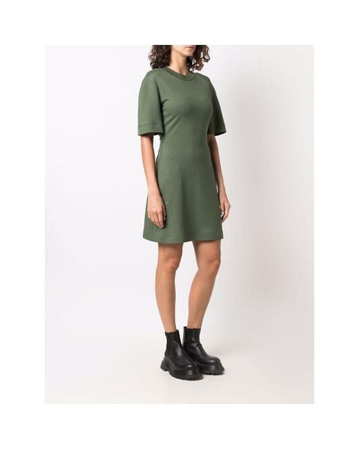McQueen Green Rear Logo-Print Mini Dress