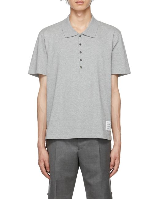 Thom Browne Gray Button Polo Shirt for men