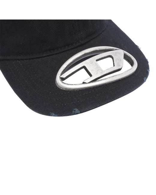 DIESEL Blue C-Beast-A1 Oval D Plaque Distressed Baseball Cap for men