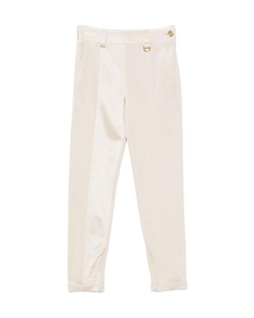Chloé White Satin-Finish D-Ring Trousers