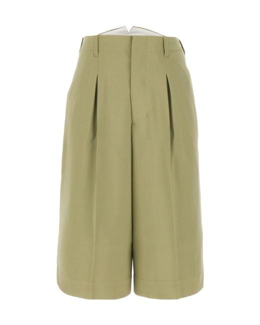 AMI Green Faille High-Waist Knee-Length Shorts