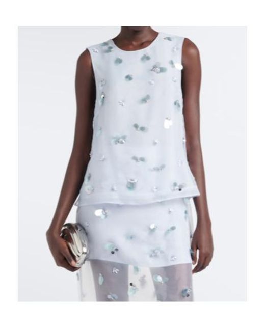 Jonathan Simkhai Blue Celia Embellished Top