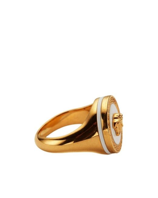Versace Metallic Medusa Logo Detailed Ring for men