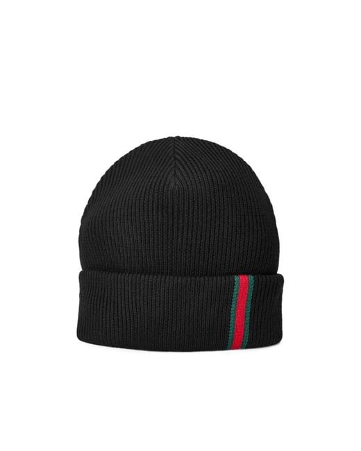 Gucci Black Striped Knit Hat for men