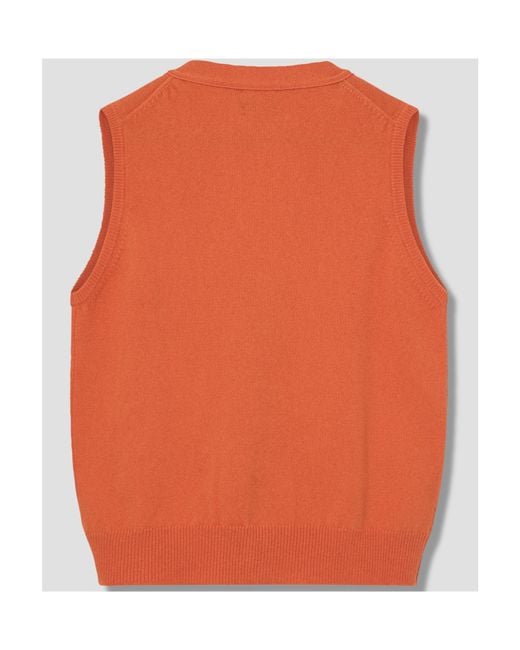 Drake's Orange V-Neck Cardigan for men