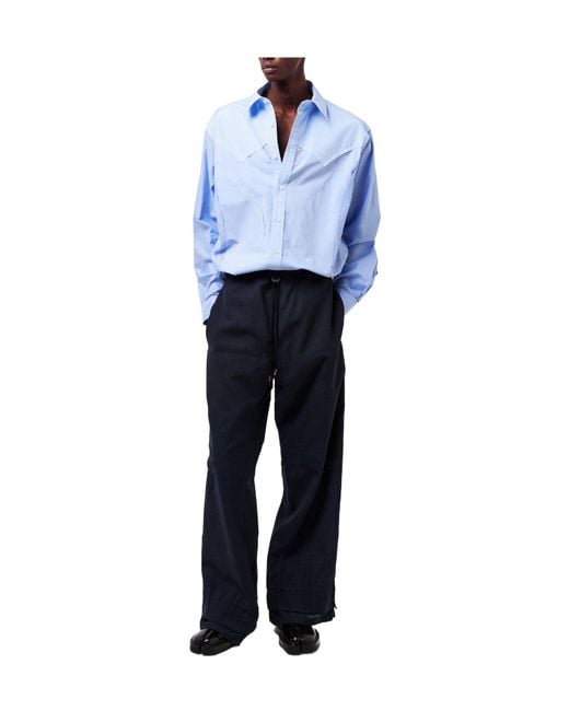 Maison Margiela Blue Light Collared Long-Sleeve Shirt for men