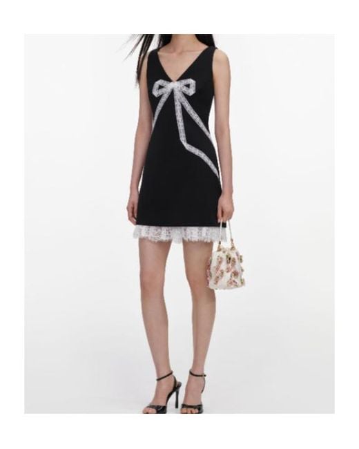 Self-Portrait Black Bow Lace Mini Dress