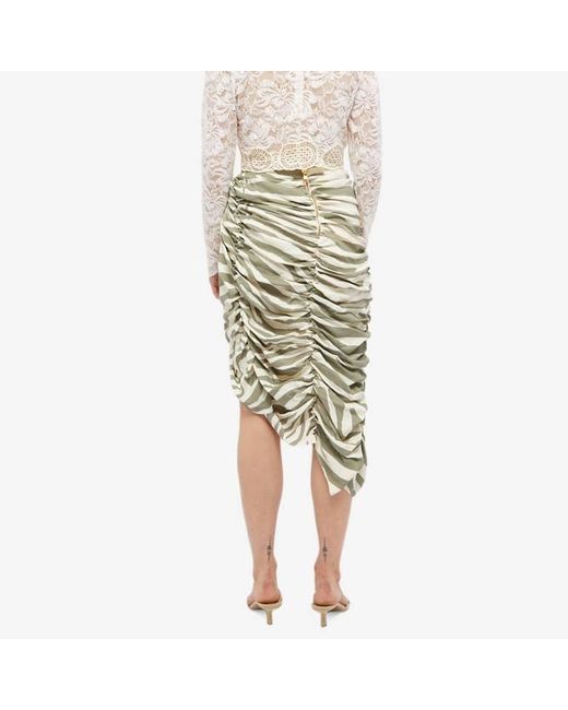 Balmain White Zebra-Print Midi Skirt