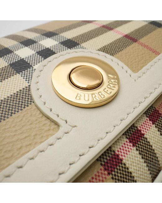 Burberry Natural Check Printed Top Handle Note Bag