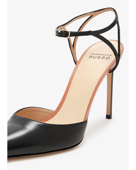 Francesco Russo Black Pointed High-Heeled Sandals