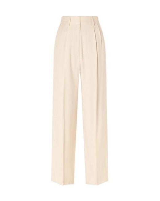 Blazé Milano White Pleated Tapered Woven Pants