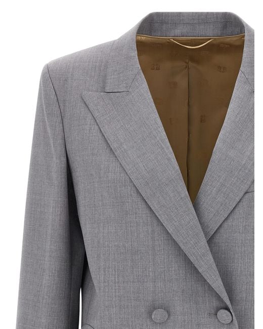 Blazé Milano Gray Double-Breasted Curved-Pocket Blazer