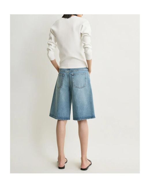 Totême Blue Totême Logo Patch Denim Shorts
