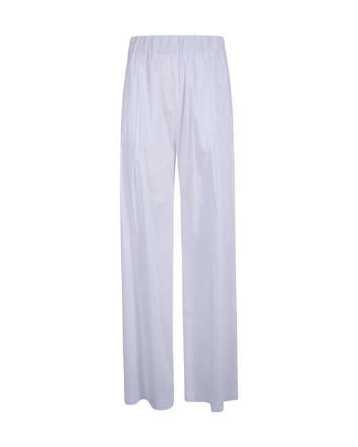 Semicouture White Casual Pants With Elastic Waist