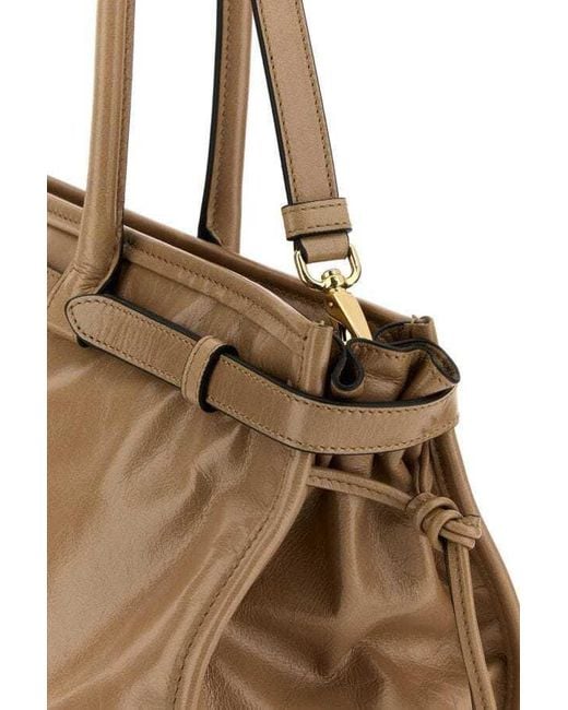 Prada Natural Triangle-Logo Drawstring Shoulder Bag