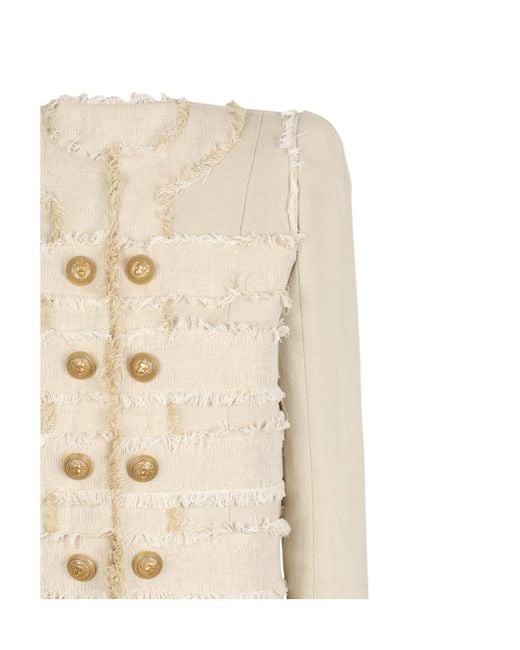 Balmain Natural Fringed Tweed Jacket