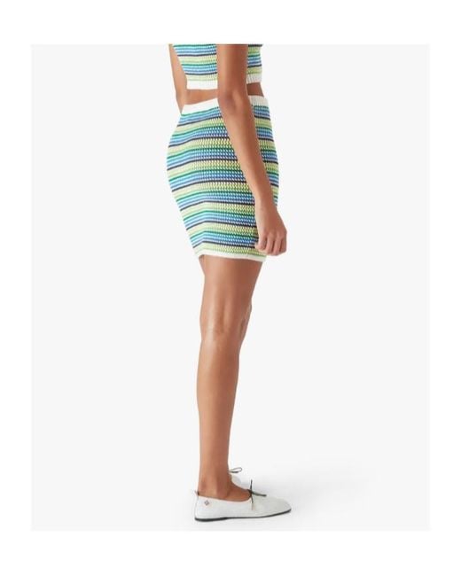 Casablanca Blue Logo Patch Striped Knitted Mini Skirt