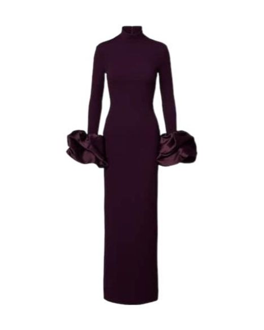 Solace London Purple Viviana Satin-Trimmed Gown