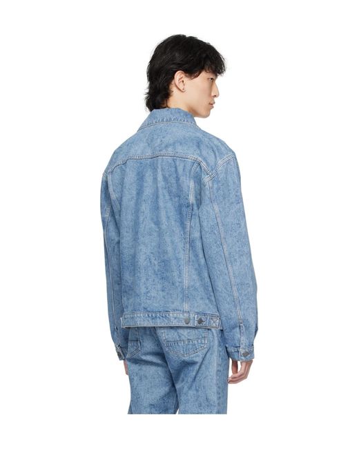 Boss Blue Long Sleeved Button-Down Denim Jacket for men